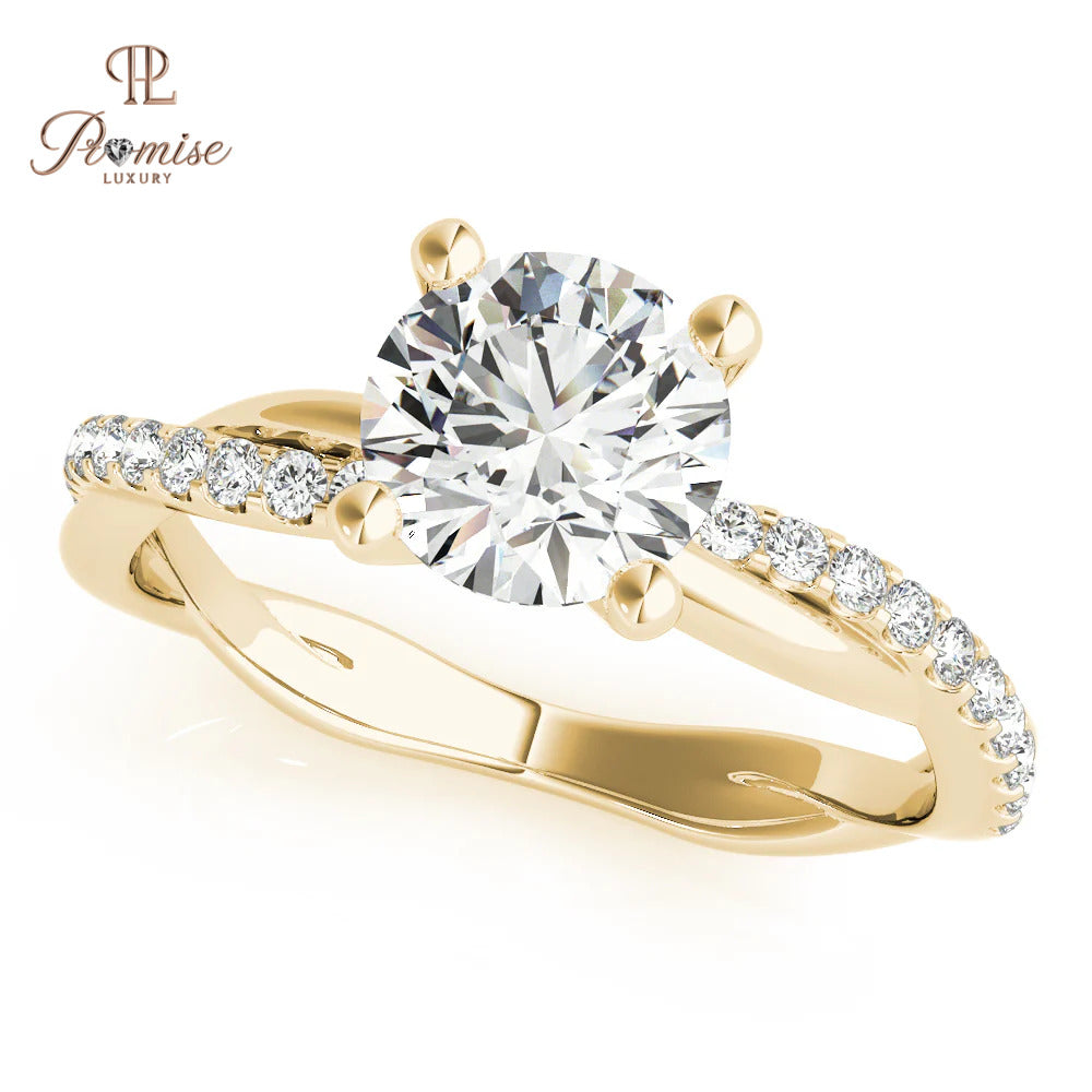 Unique Round Cut Twisted Diamond Engagement Ring – Gold Women  Ring
