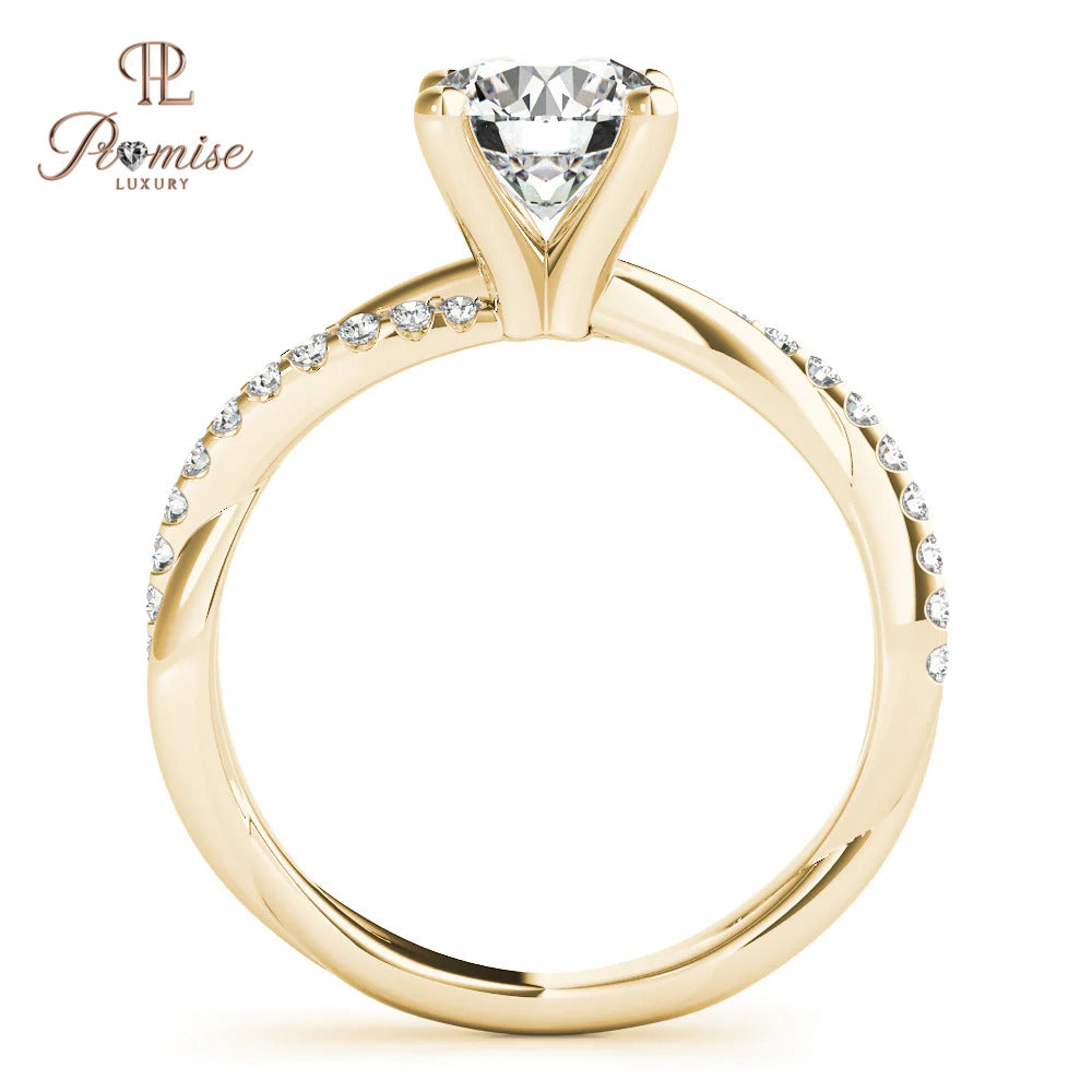 Unique Round Cut Twisted Diamond Engagement Ring – Gold Women  Ring
