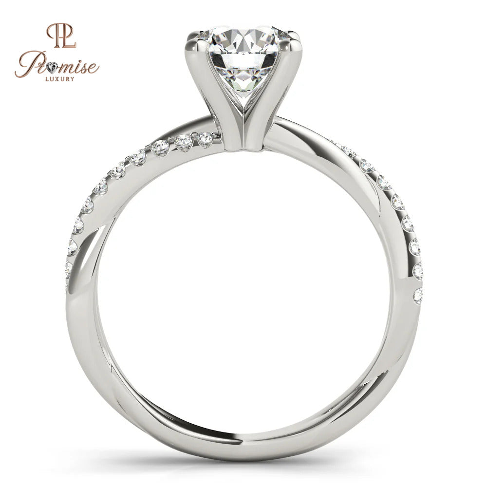 Unique Round Cut Twisted Diamond Engagement Ring – Gold Women  Ring