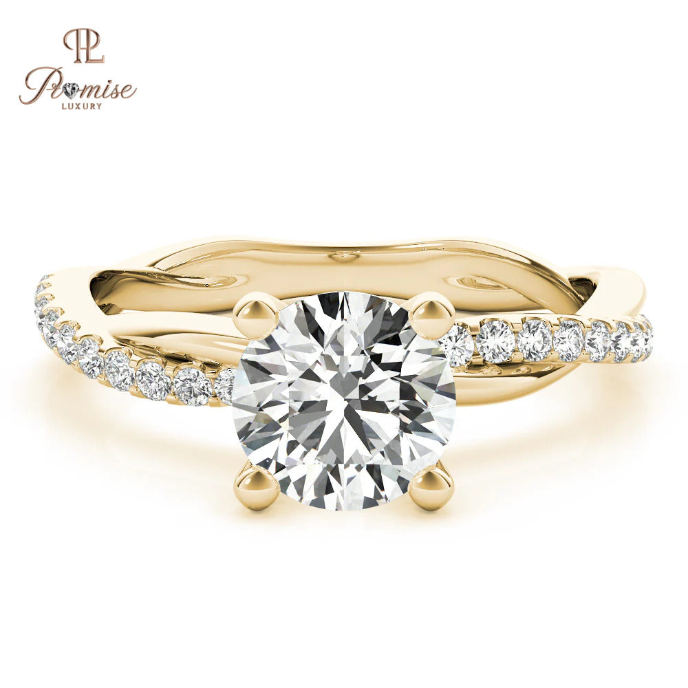 Unique Round Cut Twisted Diamond Engagement Ring – Gold Women  Ring