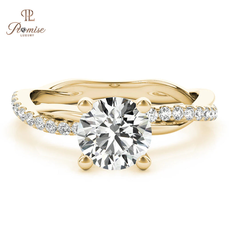 Unique Round Cut Twisted Diamond Engagement Ring – Gold Women  Ring