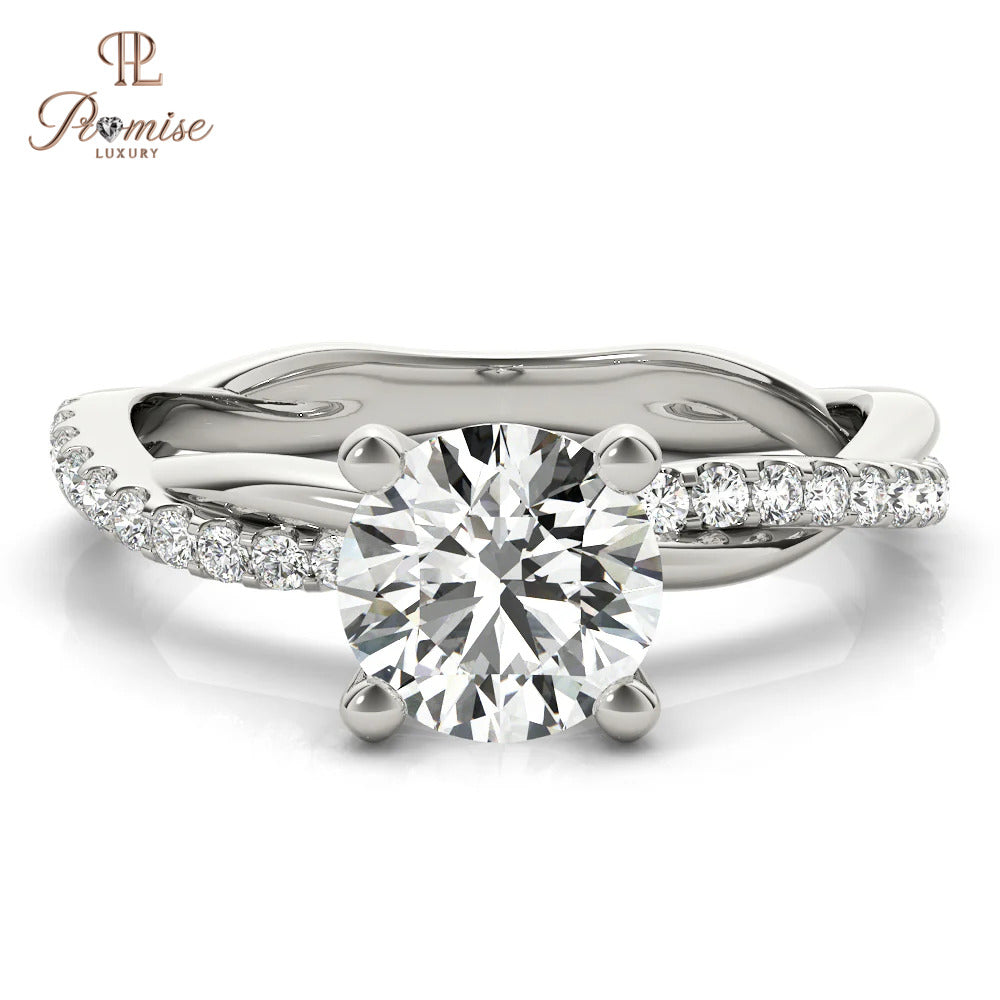 Unique Round Cut Twisted Diamond Engagement Ring – Gold Women  Ring