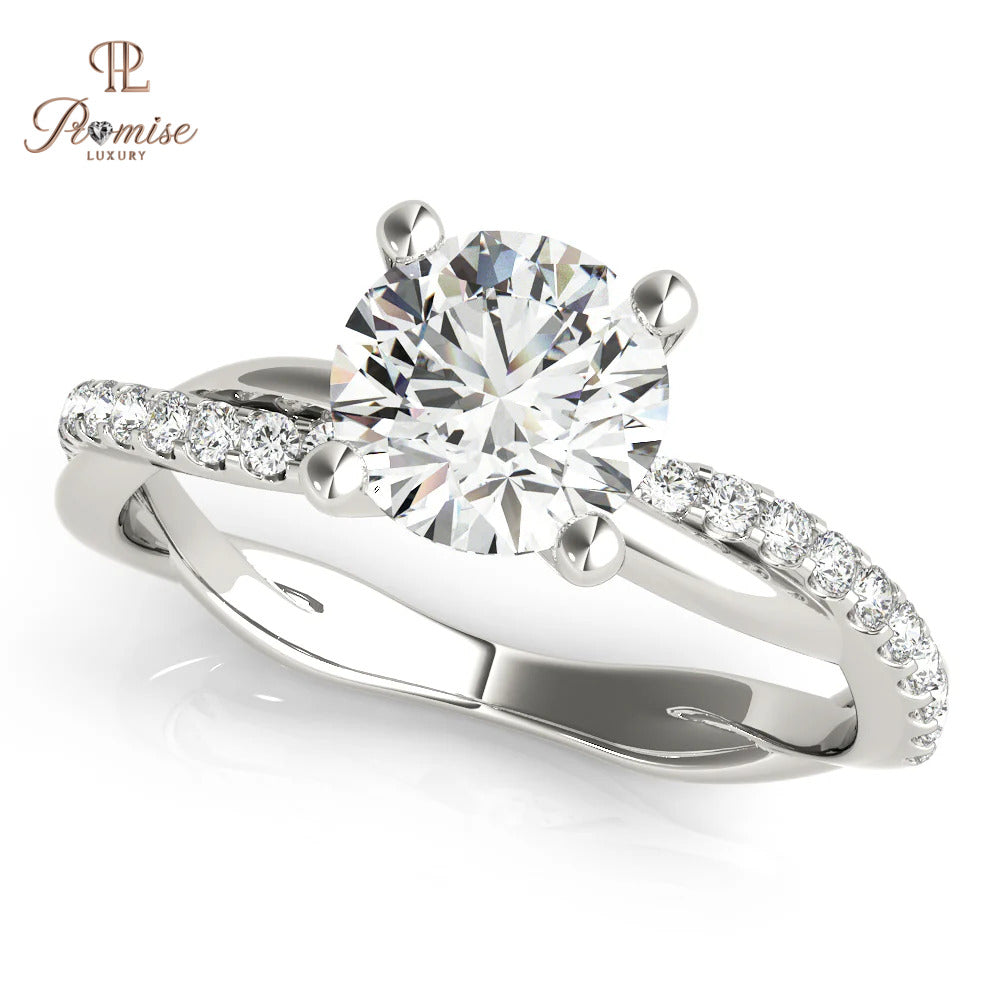 Unique Round Cut Twisted Diamond Engagement Ring – Gold Women  Ring