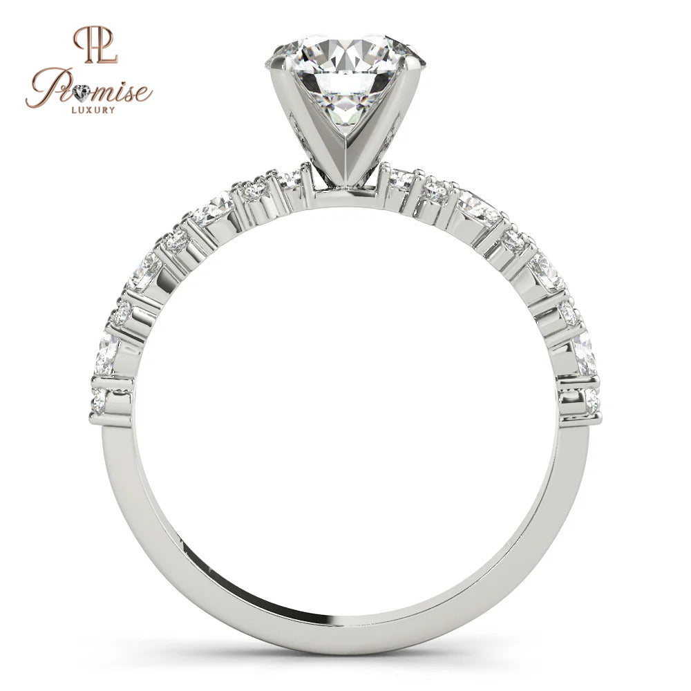 Luxury Fancy Round Cut Lab Diamond Engagement Ring – Round & Pear Band Solitaire Ring