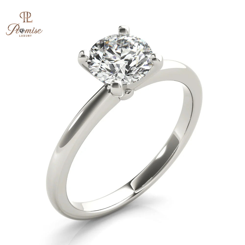 Simple Round Cut Diamond Ring - Minimalist Everyday Fine Jewelry