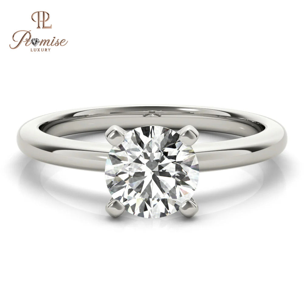 Simple Round Cut Diamond Ring - Minimalist Everyday Fine Jewelry