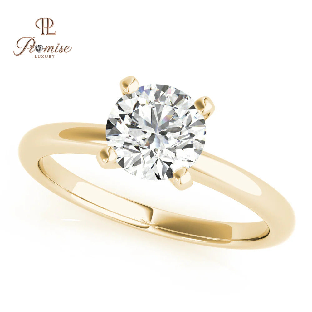 Simple Round Cut Diamond Ring - Minimalist Everyday Fine Jewelry