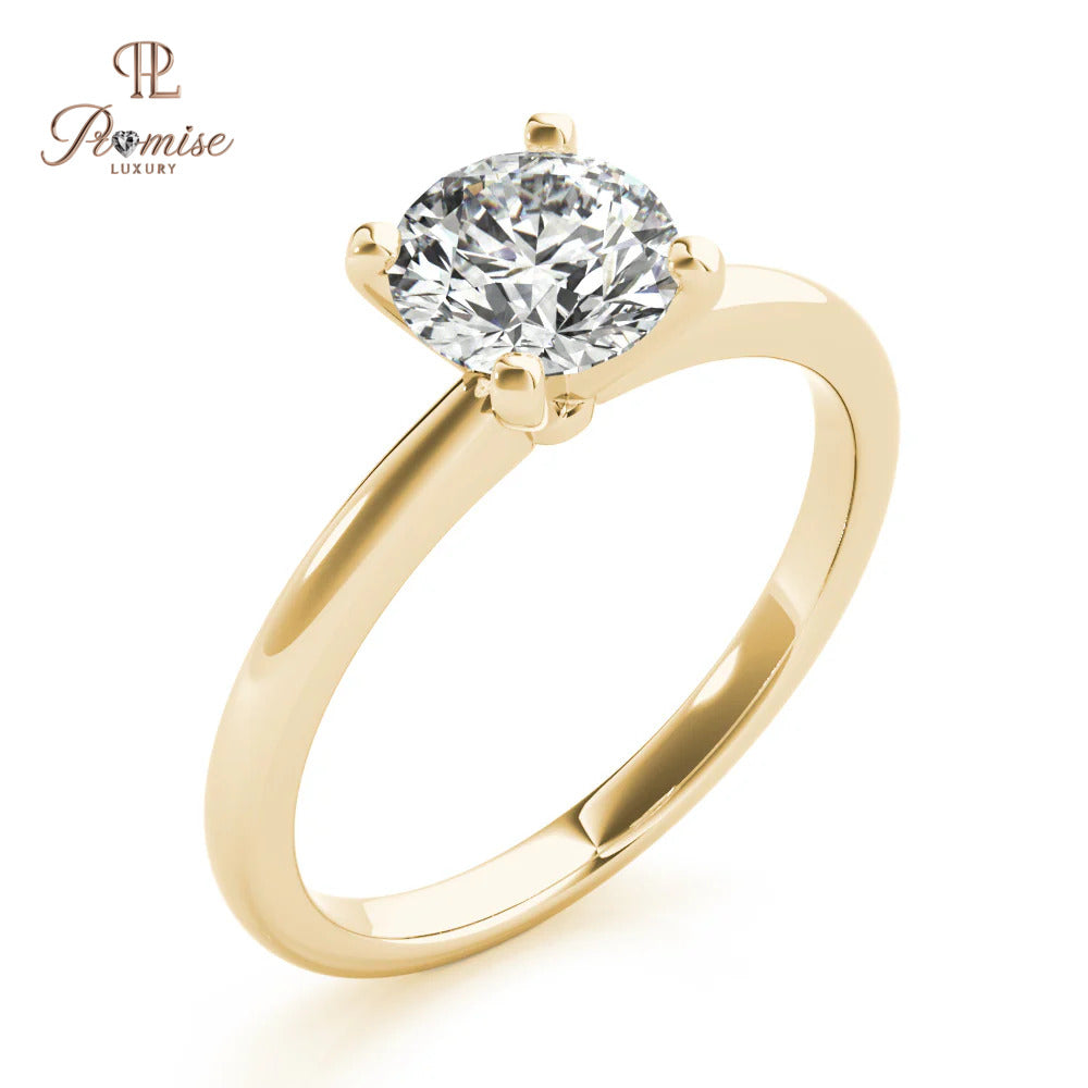 Simple Round Cut Diamond Ring - Minimalist Everyday Fine Jewelry