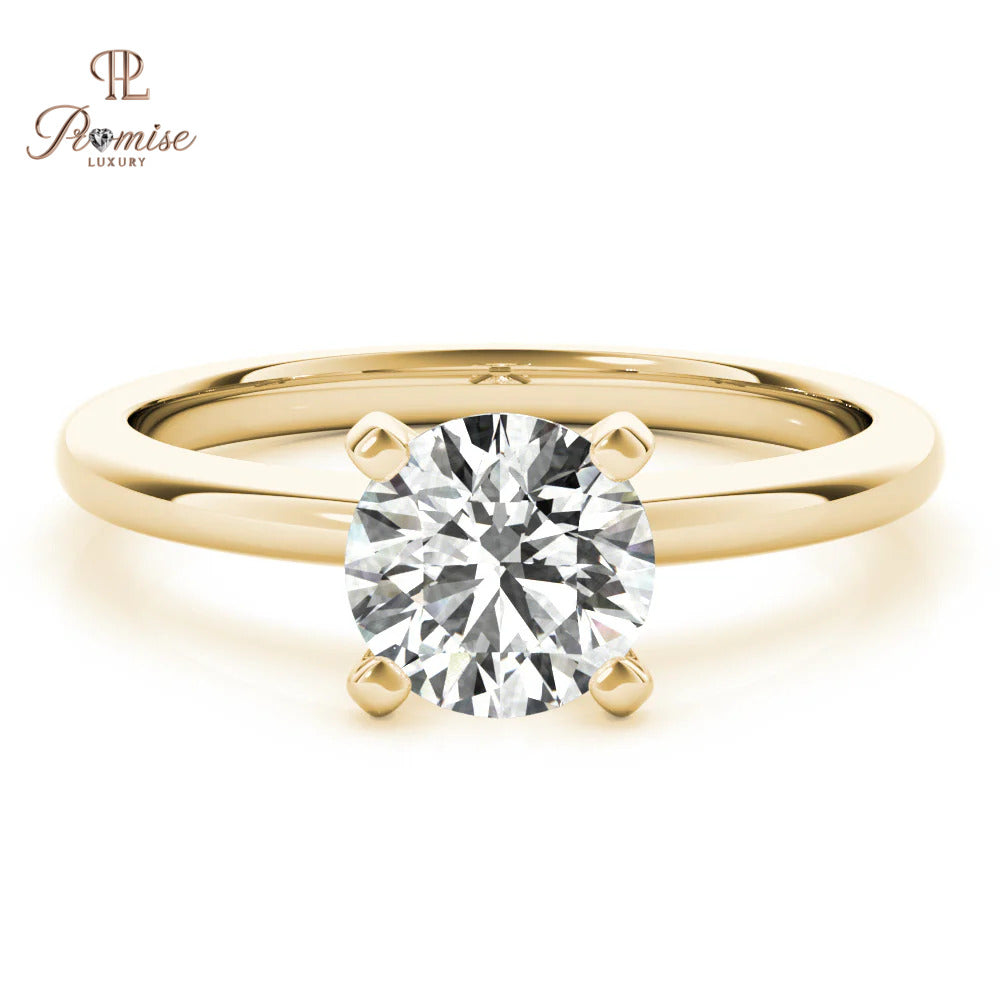 Simple Round Cut Diamond Ring - Minimalist Everyday Fine Jewelry