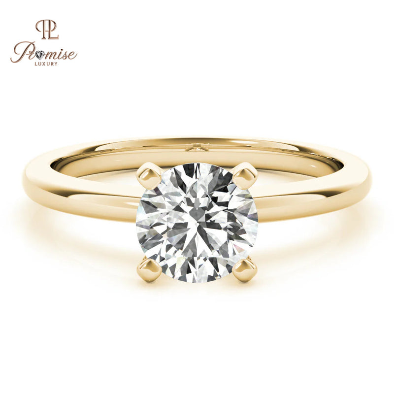 Simple Round Cut Diamond Ring - Minimalist Everyday Fine Jewelry