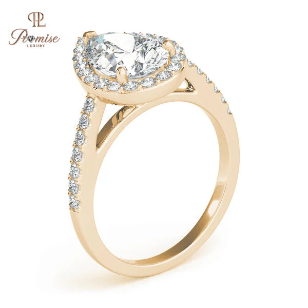 Pear Cut Halo Ring – Brilliant Sparkle Engagement Ring for Women