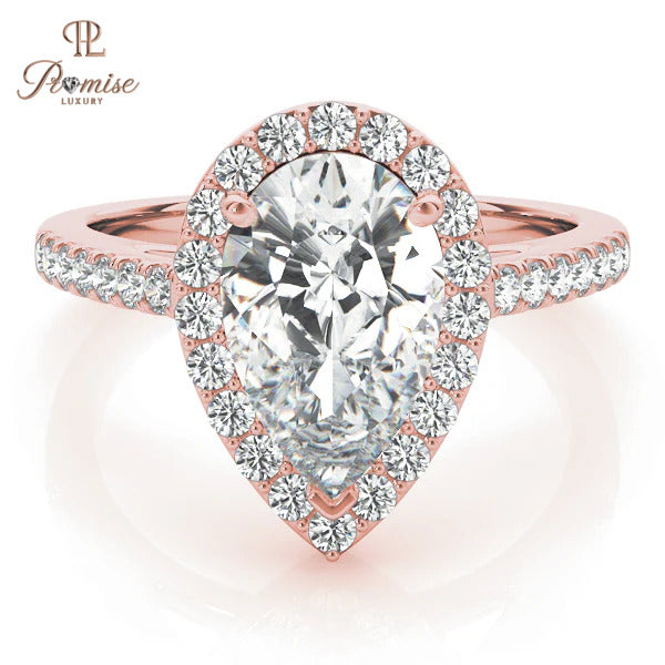 Pear Cut Halo Ring – Brilliant Sparkle Engagement Ring for Women