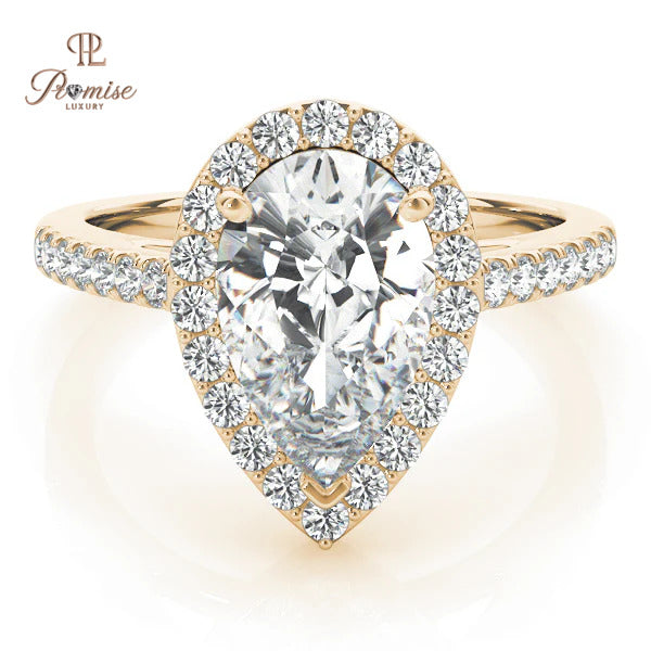 Pear Cut Halo Ring – Brilliant Sparkle Engagement Ring for Women