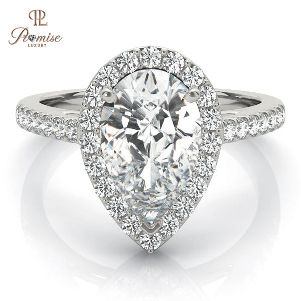 Pear Cut Halo Ring – Brilliant Sparkle Engagement Ring for Women