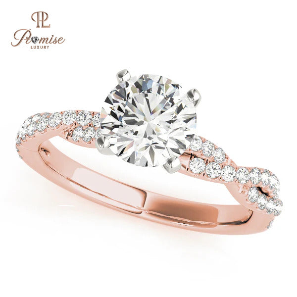 Twisted Band Round Diamond Ring – Unique Infinity Engagement Ring