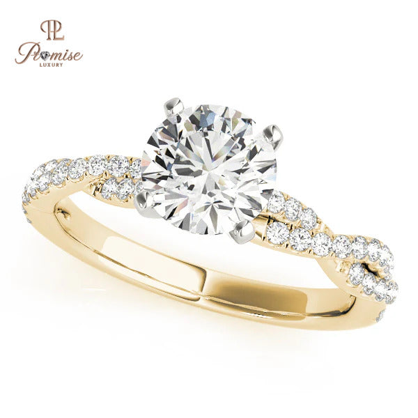 Twisted Band Round Diamond Ring – Unique Infinity Engagement Ring