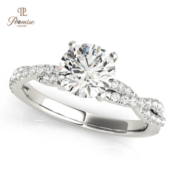 Twisted Band Round Diamond Ring – Unique Infinity Engagement Ring