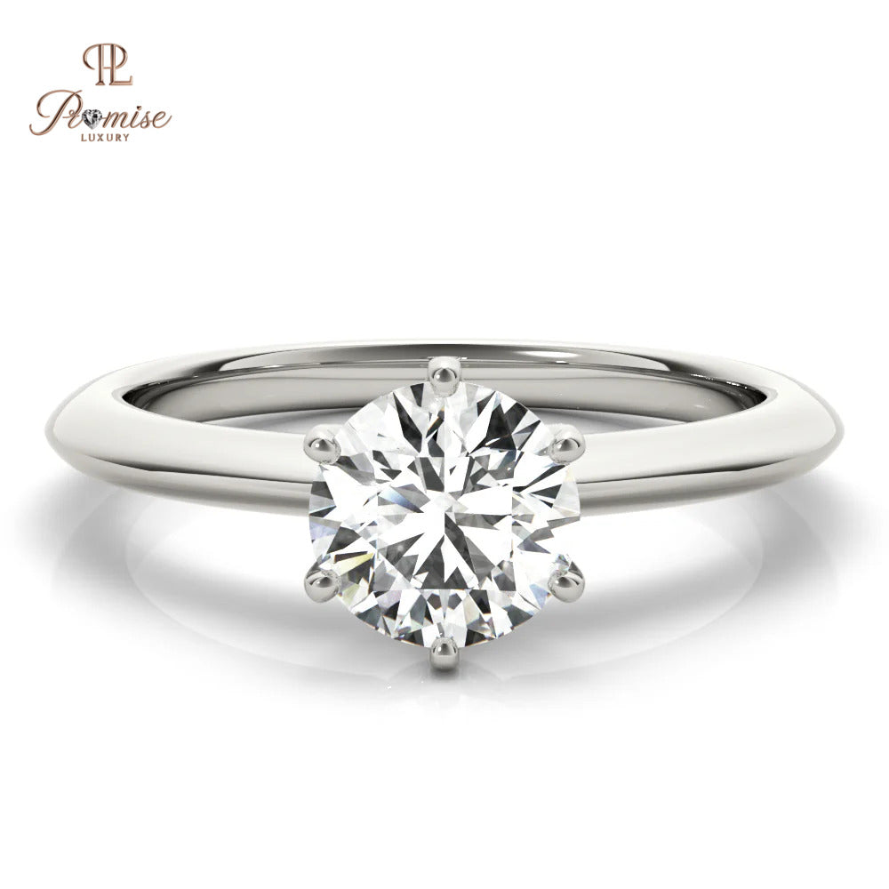 Round Diamond 6 Prong Solitaire Engagement Ring – Gold Bridal Ring