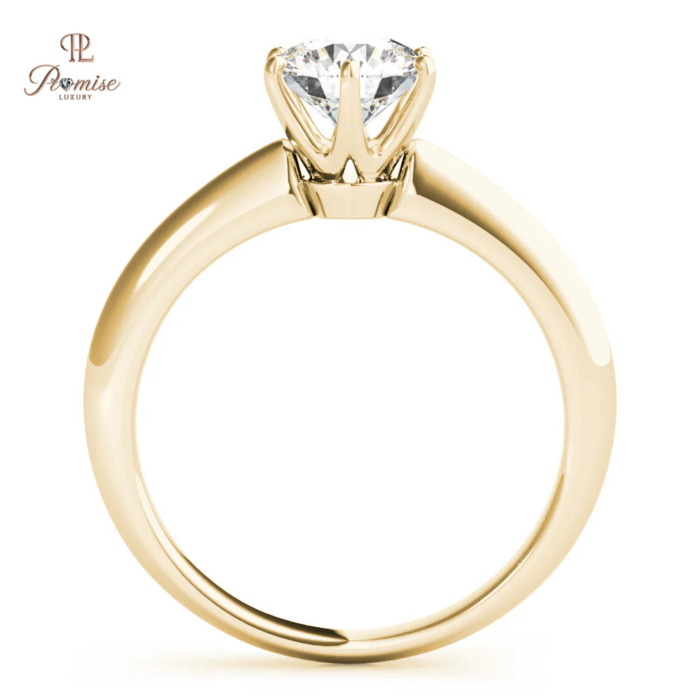 Round Diamond 6 Prong Solitaire Engagement Ring – Gold Bridal Ring