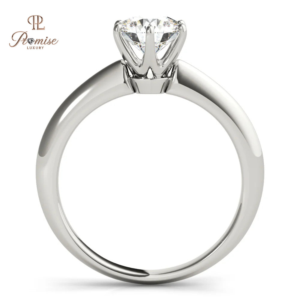 Round Diamond 6 Prong Solitaire Engagement Ring – Gold Bridal Ring