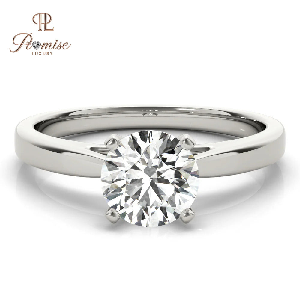 Minimalist Round Diamond 4-Prong Solitaire Ring – Perfect Proposal Ring