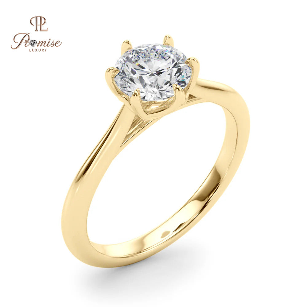 4-Prong Solitaire Round Diamond Ring in Solid Gold – Engagement & Wedding Ring