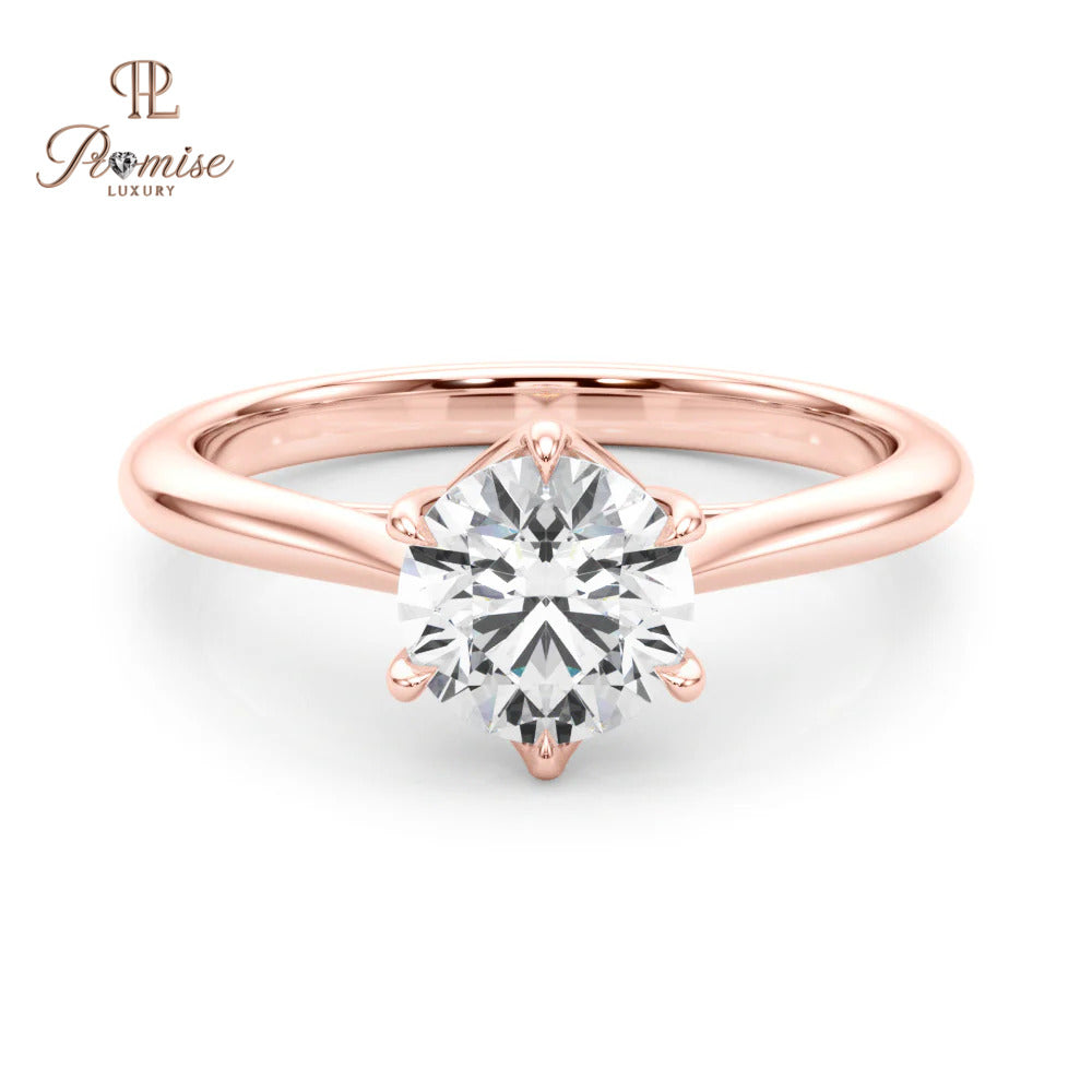 4-Prong Solitaire Round Diamond Ring in Solid Gold – Engagement & Wedding Ring