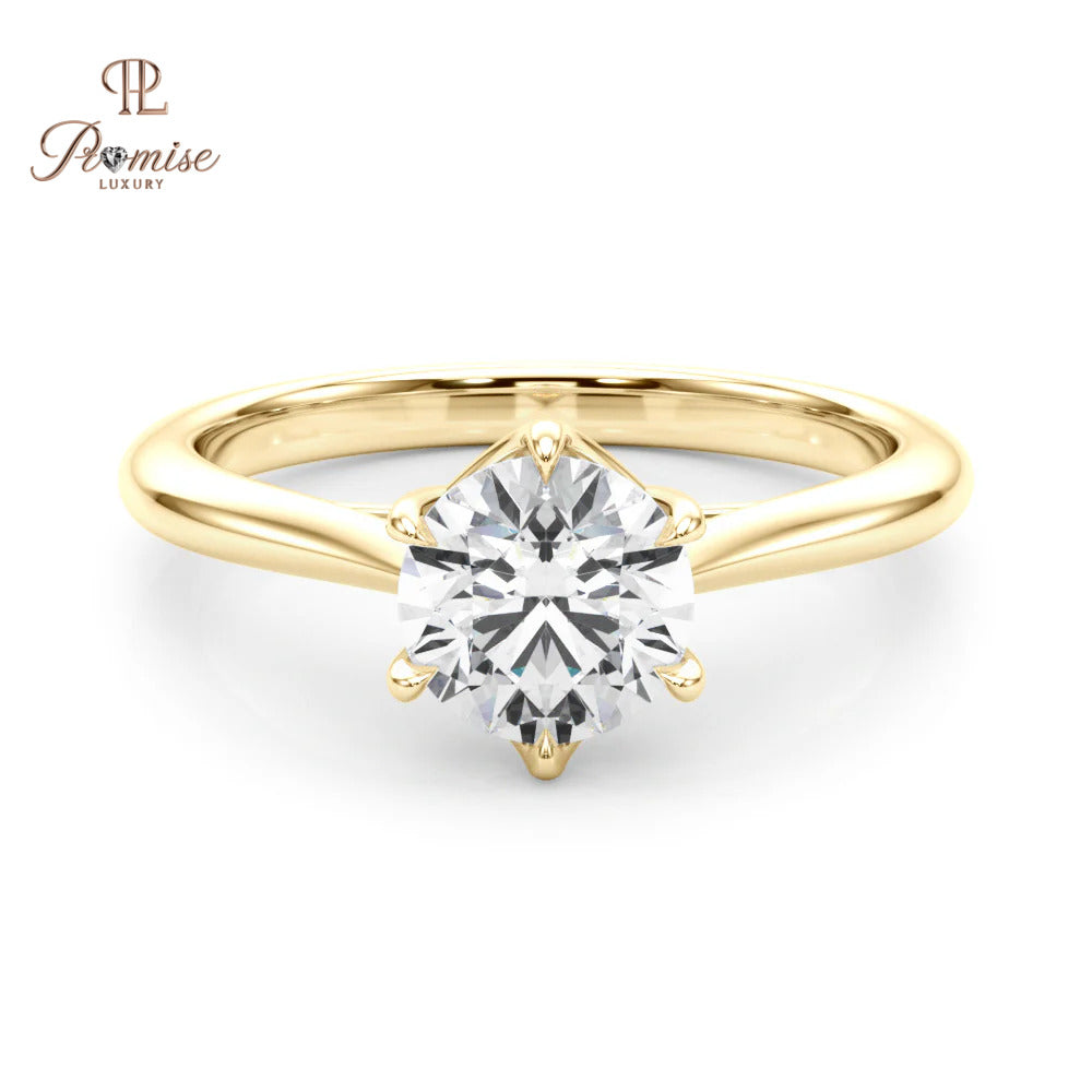 4-Prong Solitaire Round Diamond Ring in Solid Gold – Engagement & Wedding Ring