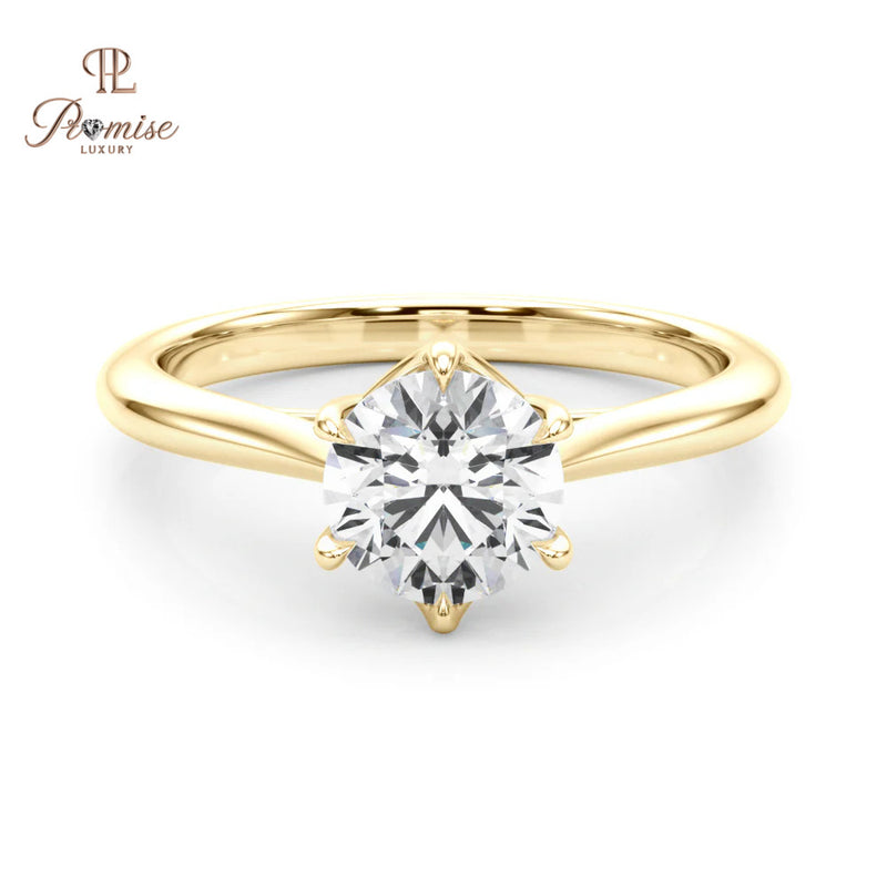 4-Prong Solitaire Round Diamond Ring in Solid Gold – Engagement & Wedding Ring