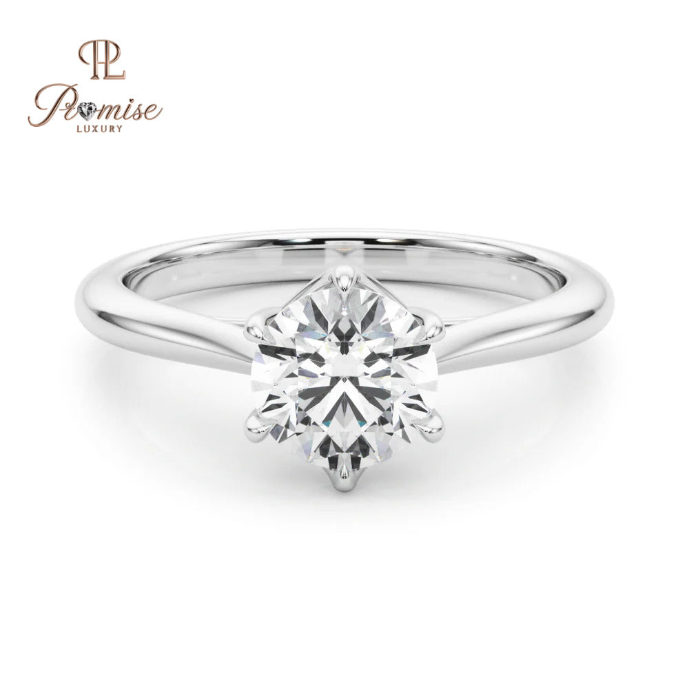4-Prong Solitaire Round Diamond Ring in Solid Gold – Engagement & Wedding Ring