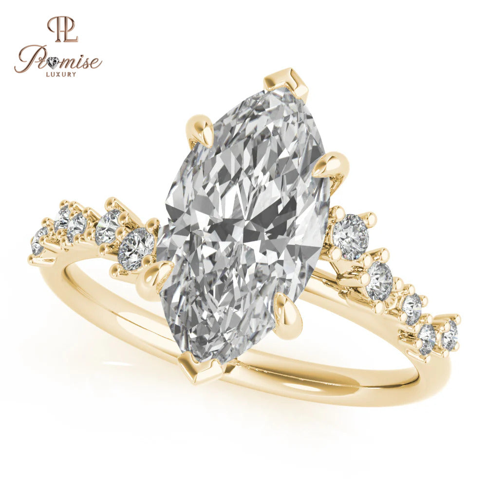 Luxury Split Shank Marquise Engagement Ring – Unique Diamond Ring