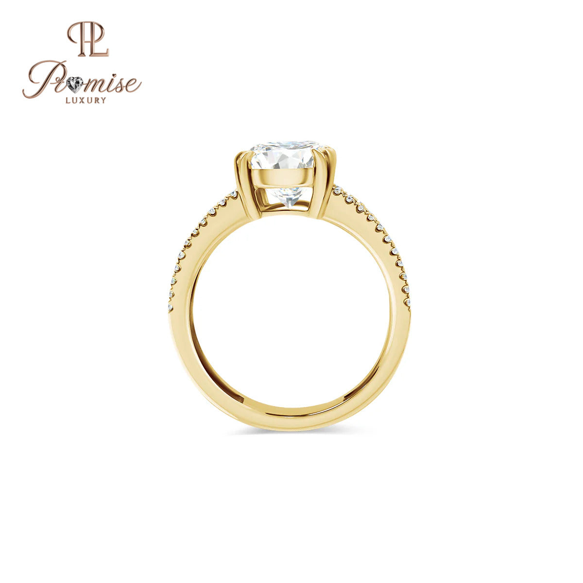 Oval Cut Solitaire Ring with Double Pavé Band – Luxury Engagement Ring
