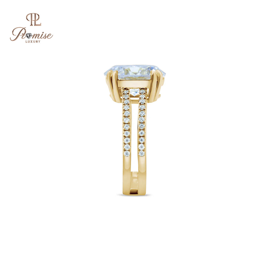 Oval Cut Solitaire Ring with Double Pavé Band – Luxury Engagement Ring