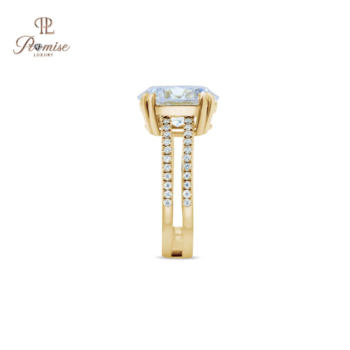 Oval Cut Solitaire Ring with Double Pavé Band – Luxury Engagement Ring