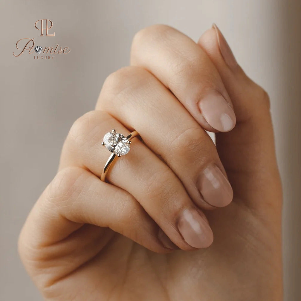 Oval Diamond Hidden Halo Engagement Ring, Oval Cut Diamond Ring, 14K Gold Bridal Ring, Unique Wedding Ring for Women