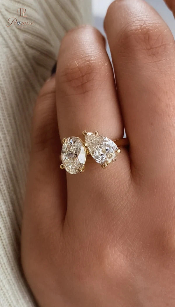 Pear & Oval Cut Toi Et Moi Ring – Unique Two Stone Engagement Ring