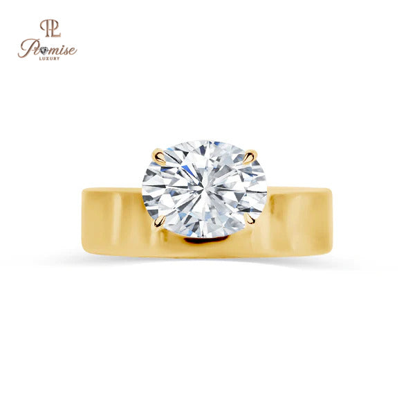 East West Oval Solitaire Cigar Ring – Modern Floating Diamond Ring
