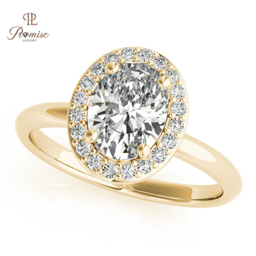Halo Oval Diamond Engagement Ring – Luxury Engagement Ring for Women