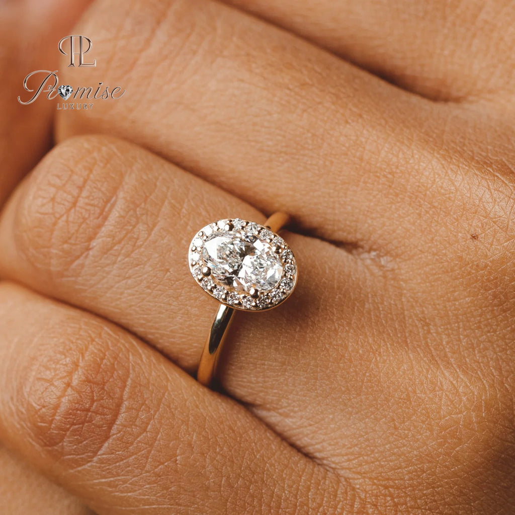 Halo Oval Diamond Engagement Ring – Luxury Engagement Ring for Women