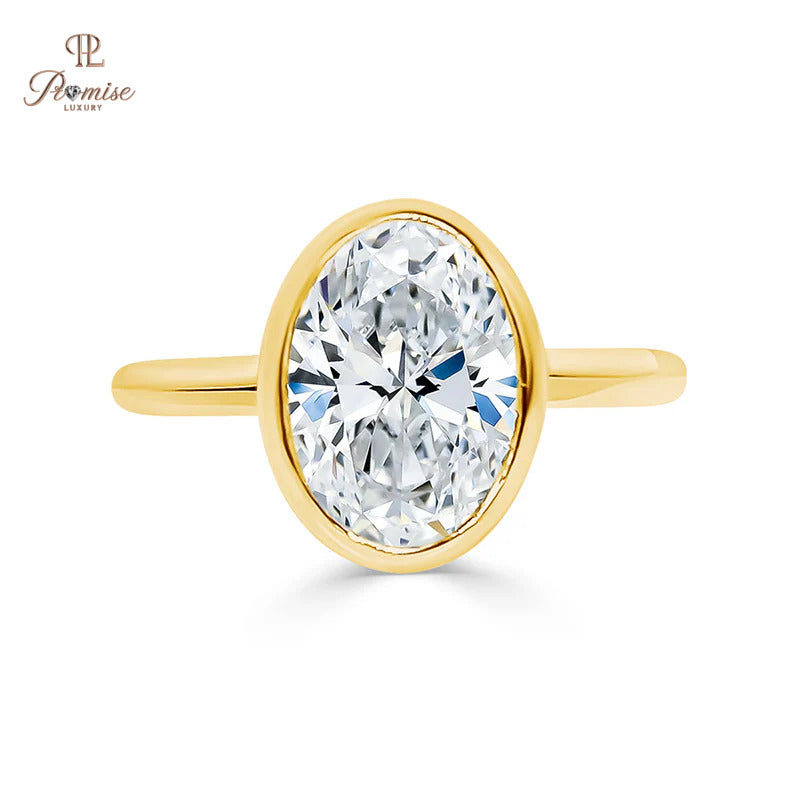 Oval Cut Bezel Set Lab Grown Diamond Ring – Modern Engagement Ring