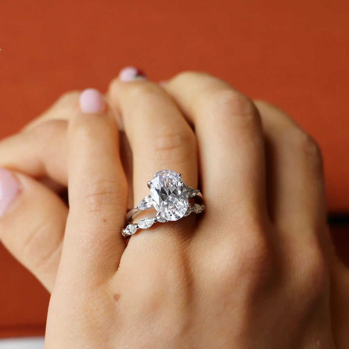 Classic Oval & Pear Three Stone Diamond Ring – Luxury Engagement Ring