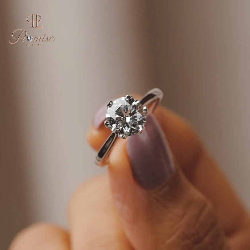 Tulip Round cut Solitaire Diamond Engagement Ring - Classic Diamond Proposal Ring For Women