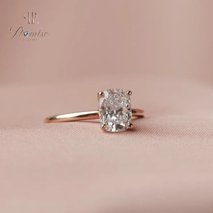 Cushion Cut Solitaire Lab Diamond Ring – Minimalist Engagement & Proposal Ring