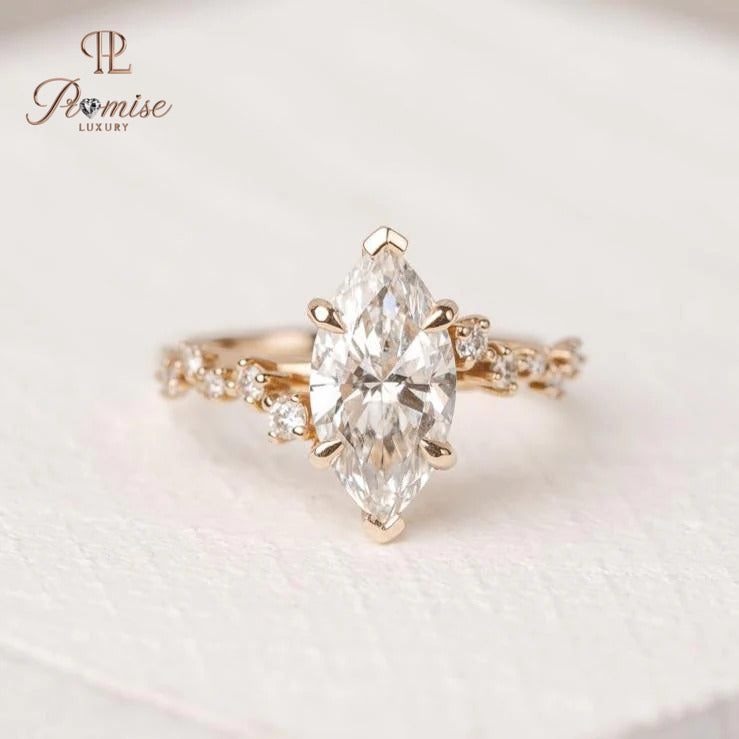 Luxury Split Shank Marquise Engagement Ring – Unique Diamond Ring