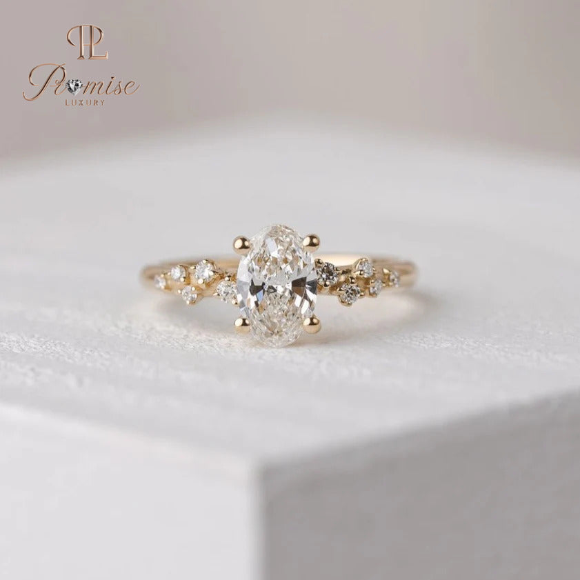 Petite Oval Diamond Engagement Ring – Ivy Inspired Delicate Ring