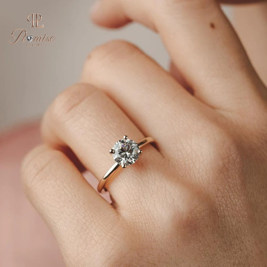 Classic Solitaire Round Diamond Engagement Ring - Gold Bridal Ring Gold