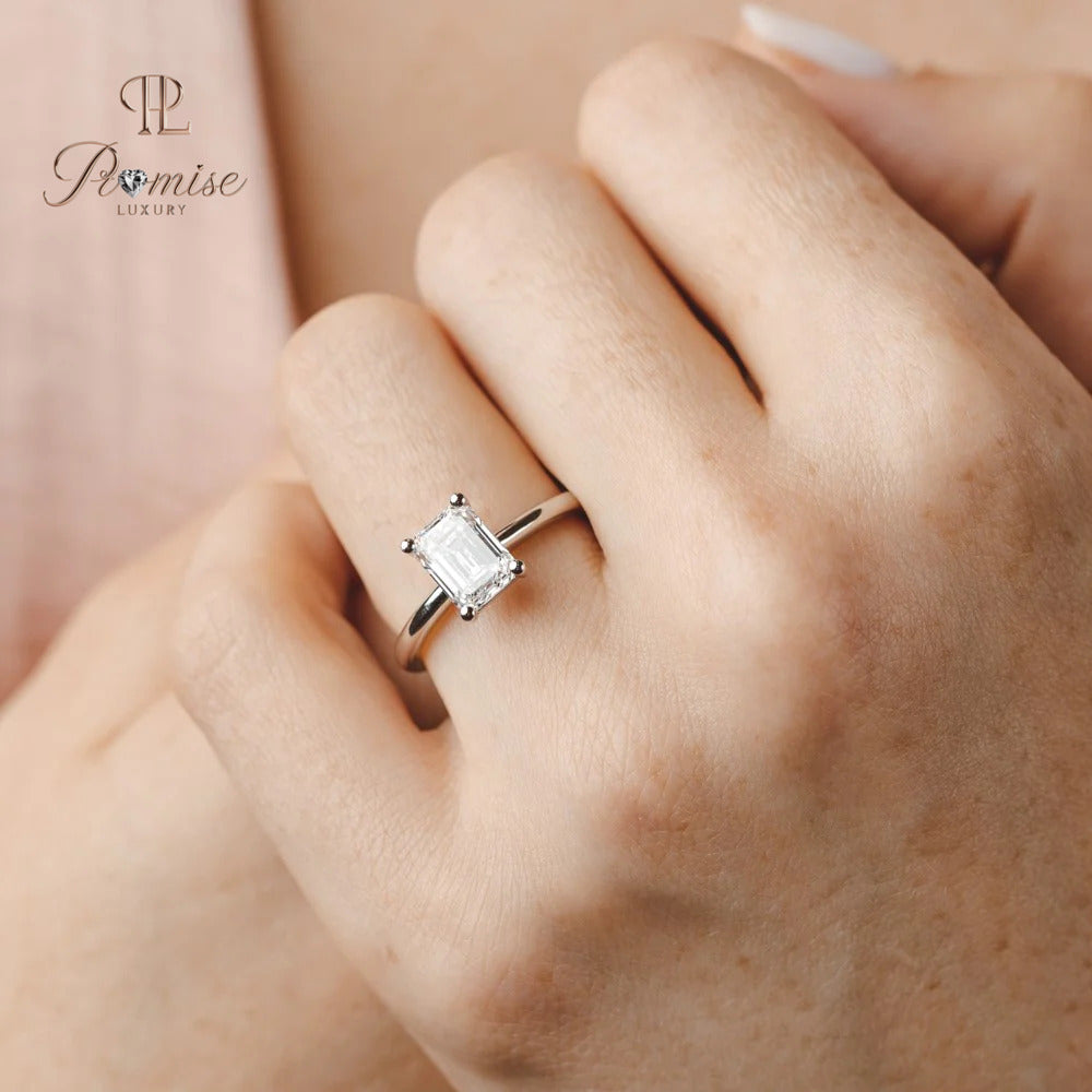 Luxury Emerald Cut Lab Created Diamond Ring – Timeless Engagement Ring for Women