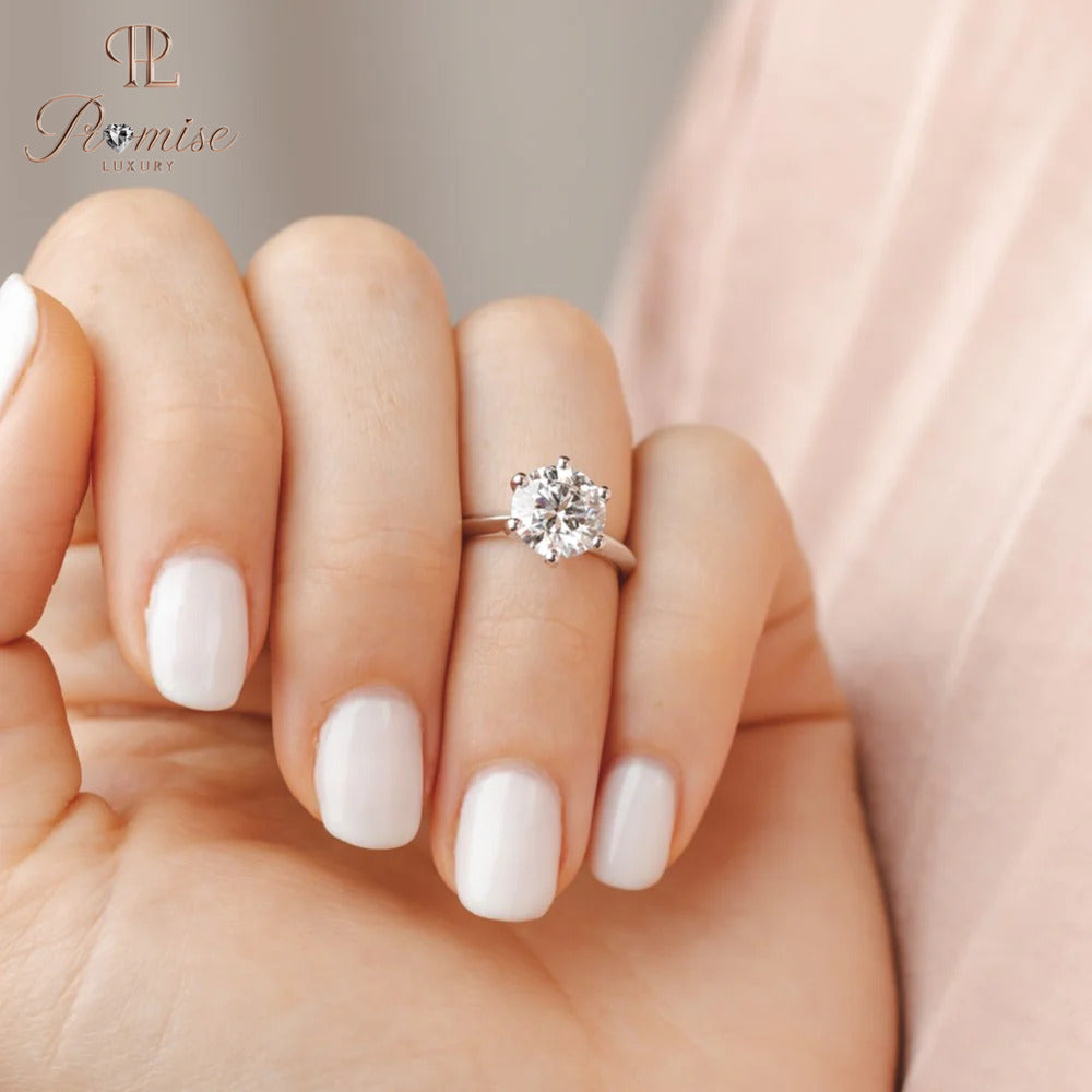 Round Diamond 6 Prong Solitaire Engagement Ring – Gold Bridal Ring