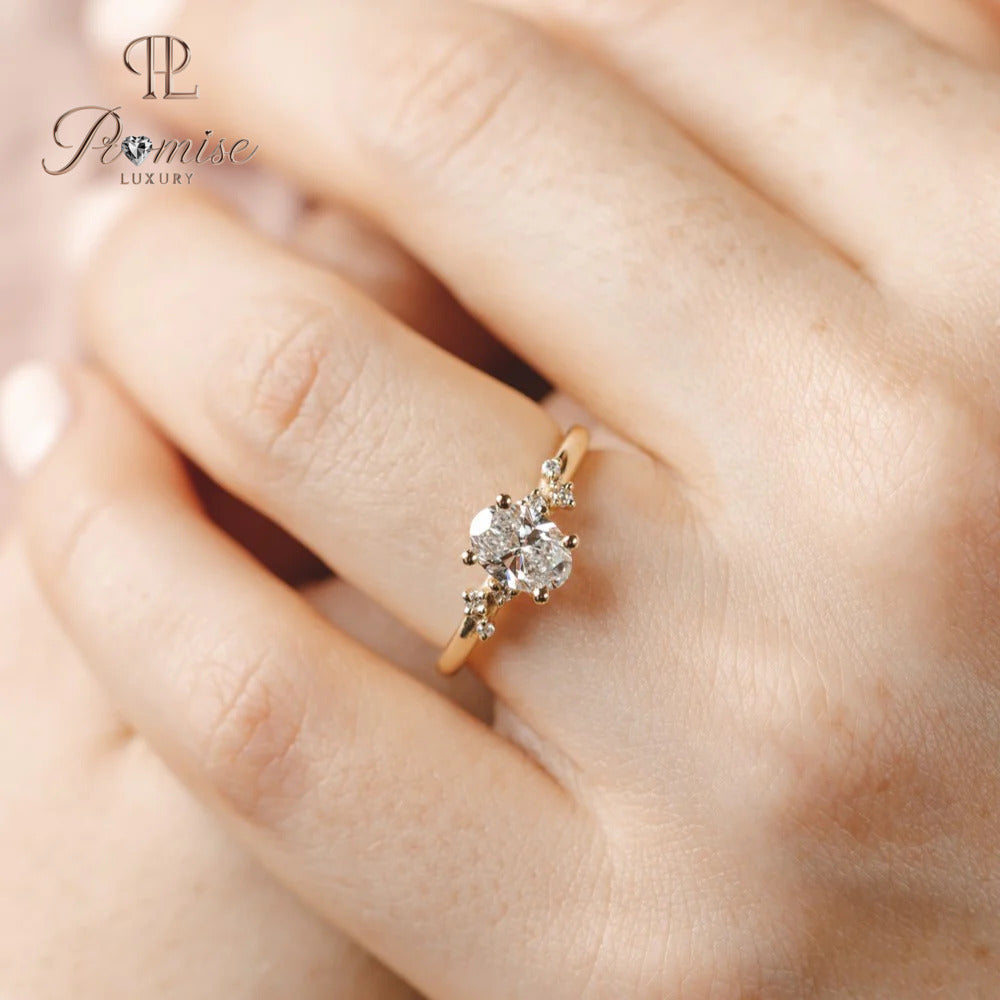 Petite Oval Diamond Engagement Ring – Ivy Inspired Delicate Ring