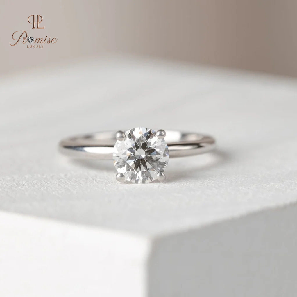 Classic Solitaire Round Diamond Engagement Ring - Gold Bridal Ring Gold